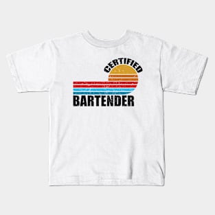 bartender certified vintage retro job title Kids T-Shirt